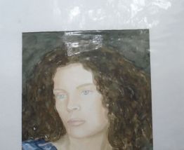 Autoportrait Aquarelle originale année 90