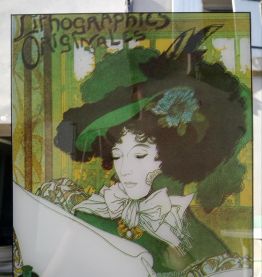 Joli miroir vintage "Lithographies originales" 