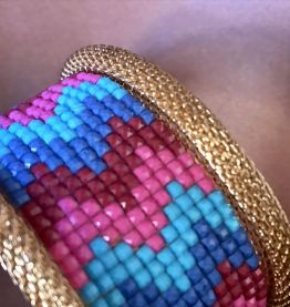 Bracelet manchette perles multicolores 