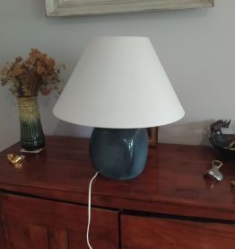 lampe céramique 1970 bleue forme originale 