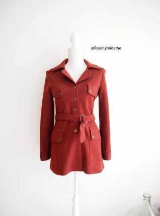 Veste saharienne safari rouge bordeaux vintage 60's