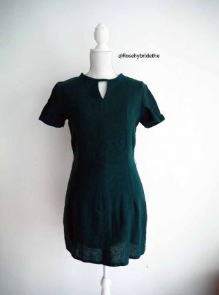 Robe babydoll en laine vert sapin vintage 50's 60's