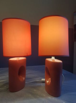 paire de lampes orange années 70