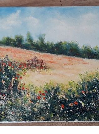 Peinture à l'huile - Champs de coquelicots