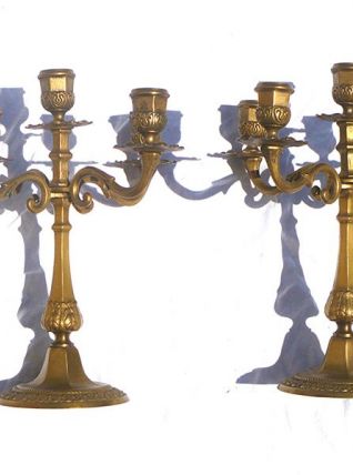 paire de chandeliers 5 branches en laiton