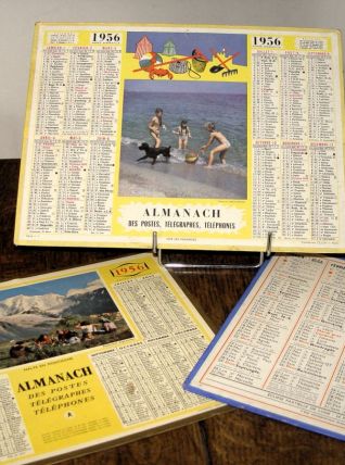 Lot de 3 almanachs des PTT de 1956