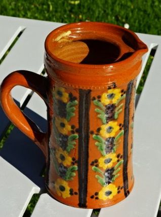  Grand pichet provençal fleuri ancien  pot vase carafe