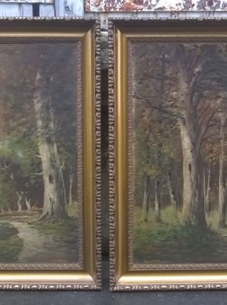ancienne paire tableaux paysage