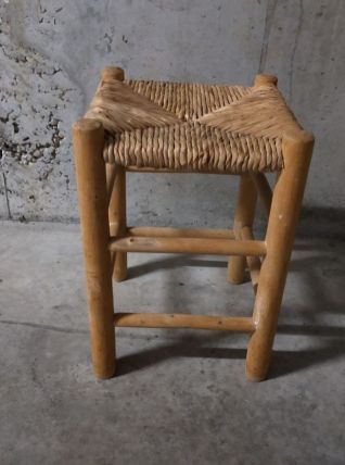 Tabouret paillé brut