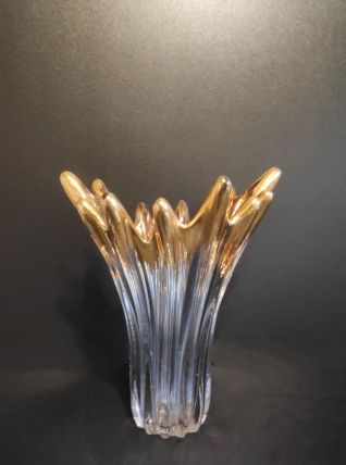 vase en cristal avec décor doré