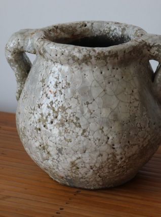 Pot à anses gris en céramique émaillé