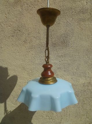 suspension vintage , opaline bleu 