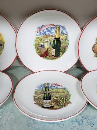 12 assiettes à Fromage Décor Vin Moulin des Loups