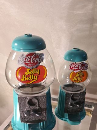 duo de distributeur   jelly belly  ,alu et verre  , turquois