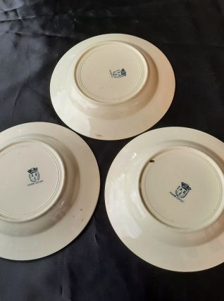 3 assiettes creuses terre de fer st Amand 