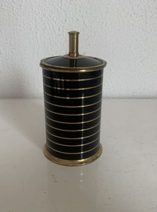 Porte-cigarettes vintage 1960 noir doré boîte - 14 x 7 cm