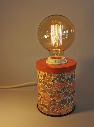 Lampe vintage chevet salon bureau boîte en fer "Fleur orange