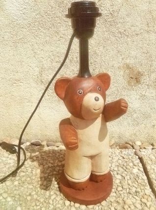 Lampe a poser ours, bois vintage