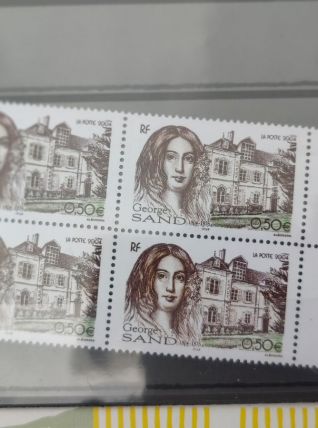 Bloc De 4 Timbres George Sand 2004 Yt 3645 sans la couleur