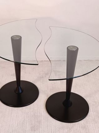 2 tables basses demi-lune aux formes organiques 