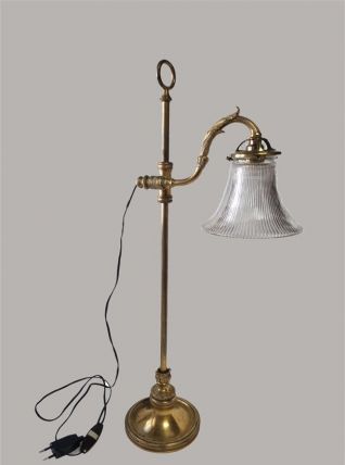 Lampe en bronze et tulipe holophane