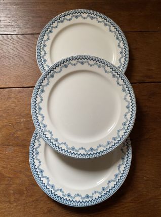 3 assiettes plates Arras Sarreguemines.