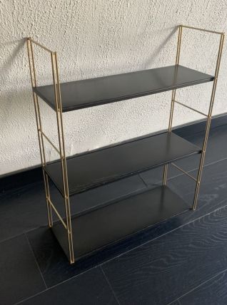 Etagère vintage 1960 String murale noir doré - 58 x 49 cm