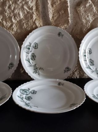 6 assiettes à dessert porcelaine motif fleuri