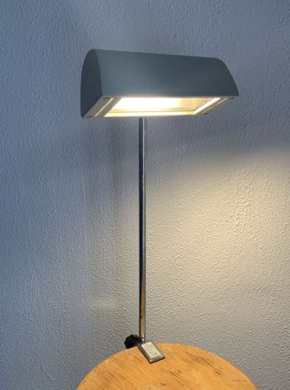 Lampe vintage 1980 médicale gris ciment et chromée - 50 cm