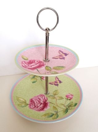 Serviteur gâteau villeroy et boch rose cottage 