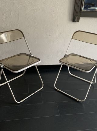 2 chaises Plia par Giancarlo Piretti pour Castelli vintage 1