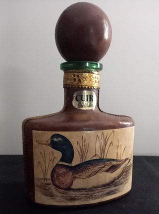 Carafe italienne en cuir à Rhum pour canard- Années 1970