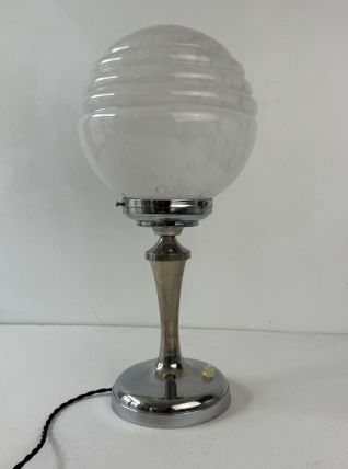 ANCIENNE LAMPE A POSER VERRE DE CLICHY VINTAGE