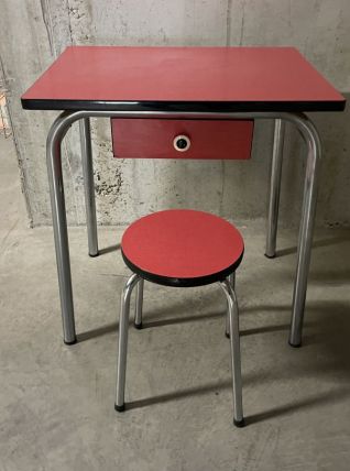 Bureau et tabouret en formica années 60