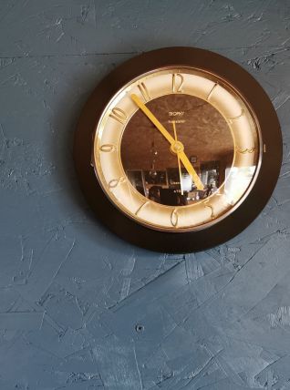 Horloge formica vintage pendule murale silencieuse Trophy