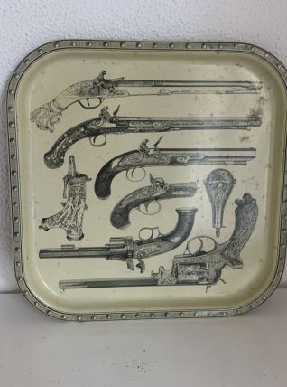 Plateau en métal guns design Piero Fornasetti vintage 1960 -