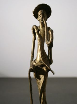 Statuette Bronze Le Viel Homme à La Pipe-Mali