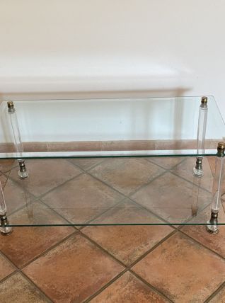 Table basse Roche Bobois. 1970. Lucite et verre.