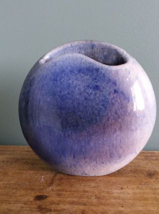 Vase lentille en céramique bleue