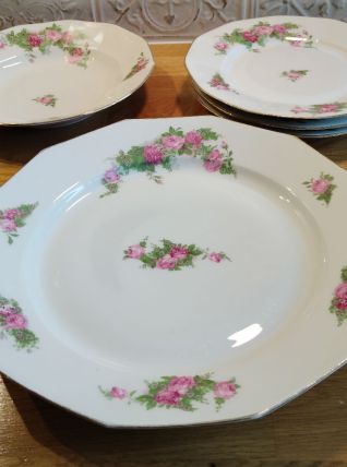 Ensemble d'Assiettes et Plat en Porcelaine de Limoges