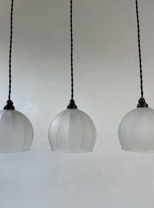 LOT 3 ANCIENNES SUSPENSIONS VINTAGE EN VERRE 