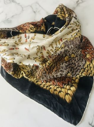 Foulard vintage plumes multicolores