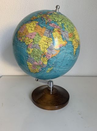 Globe vintage 1985 terrestre Taride bois - 37 cm