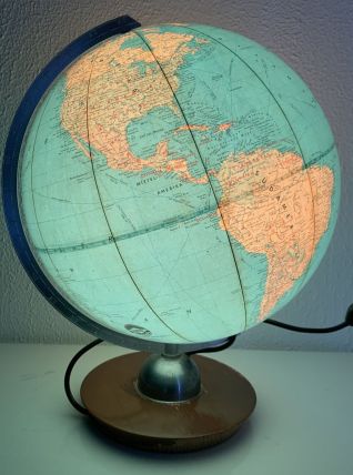 Globe vintage 1960 terrestre JRO Verlag bois PVC - 43 cm