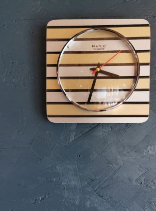 Horloge formica vintage pendule murale silencieuse "Kiplé"