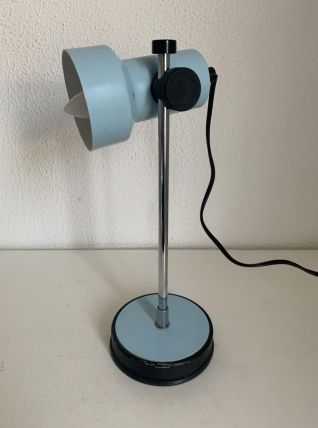 Lampe vintage 1960 bureau Veneta Lumi bleu ciel - 30 cm