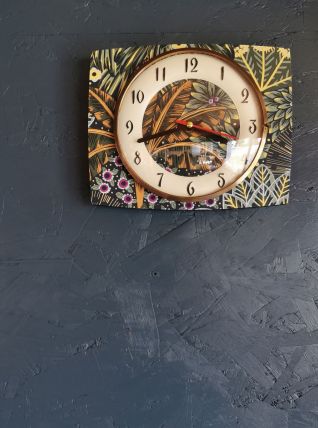 Horloge vintage pendule murale silencieuse Végétal vert