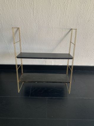 Etagère vintage 1960 String murale noir doré - 58 x 49 cm