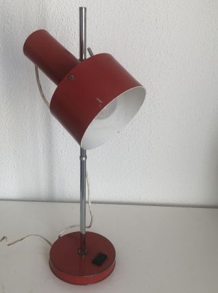 Lampe  vintage 1960 Monteuse Delmas rouge diable - 44 cm