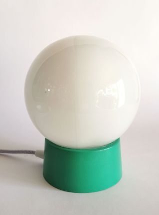 Lampe salon chevet bureau vintage opaline blanche "Vert"